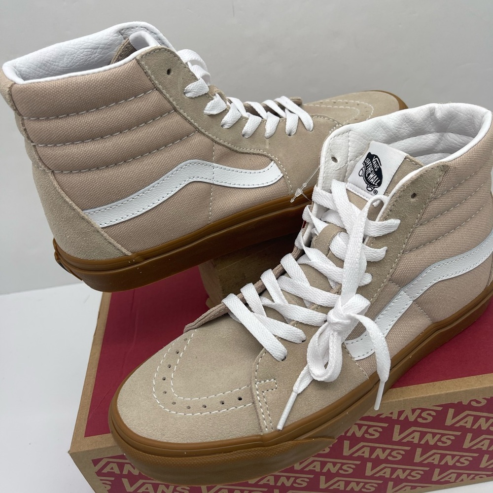 Vans Men’s Sk8-Hi
Humus/Gum Sneakers 
VN0A38GEVS8
 High-Top Sneakers in Beige - Picture 10 of 16